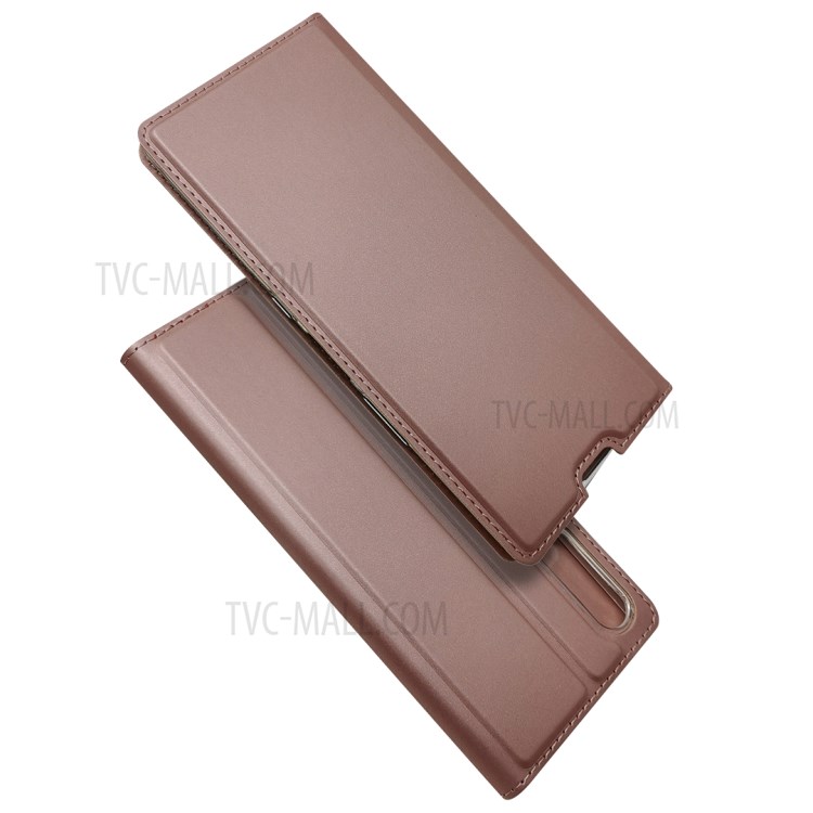 Magnetic Adsorption Stand Card Holder Leather Case for Sony Xperia L4 - Rose Gold-1