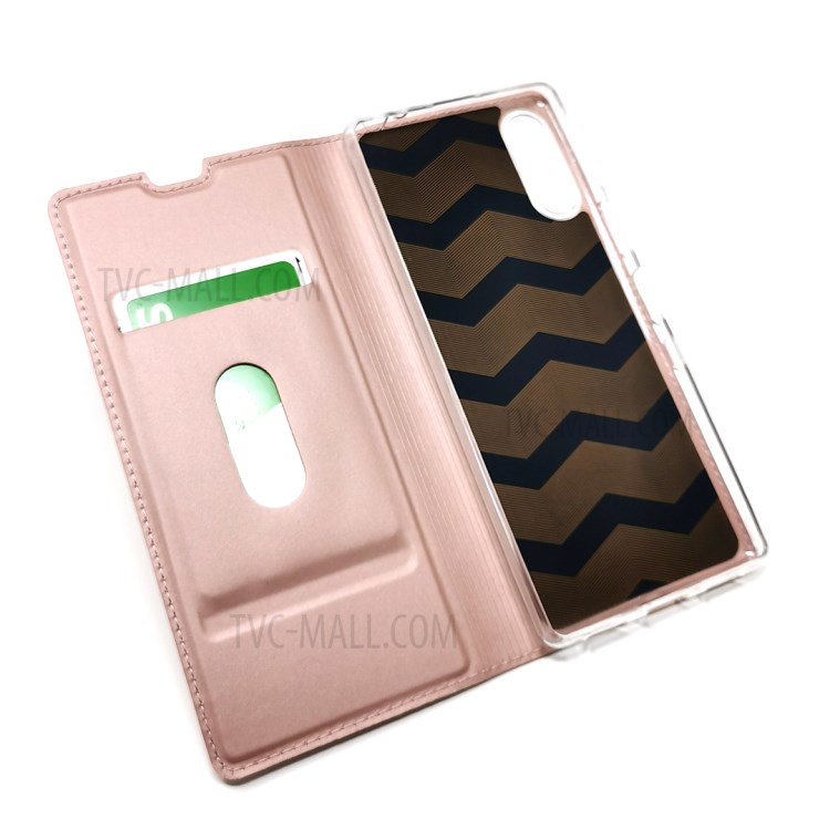 Magnetic Adsorption Stand Card Holder Leather Case for Sony Xperia L4 - Rose Gold-7