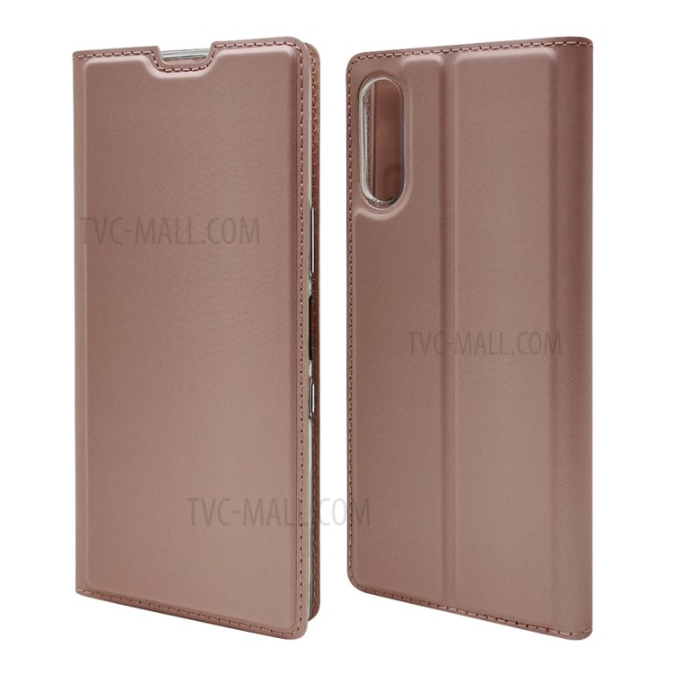 Magnetic Adsorption Stand Card Holder Leather Case for Sony Xperia L4 - Rose Gold-8