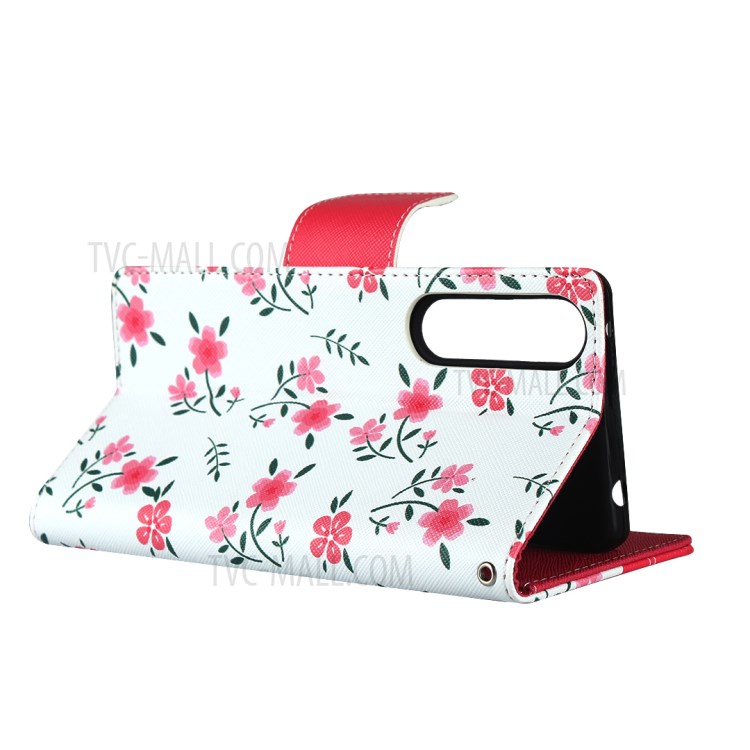 Flowers Printing Surface PU Leather + TPU Shell for Sony Xperia 1 II - Red-5