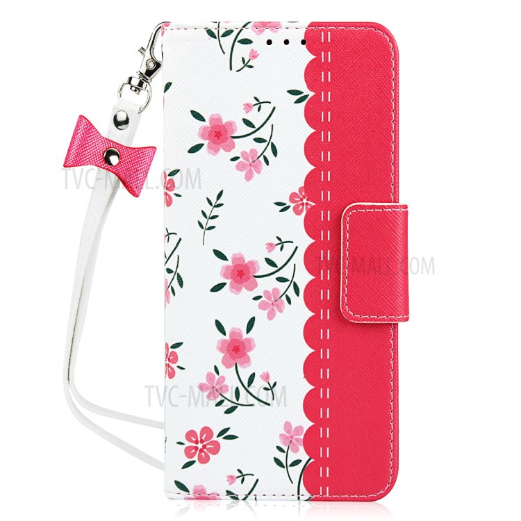 Flowers Printing Surface PU Leather + TPU Shell for Sony Xperia 1 II - Red-8