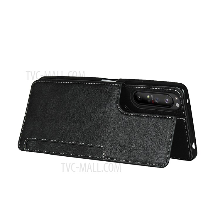 PU Leather Coated TPU Shell for Sony Xperia 1 II - Black-5