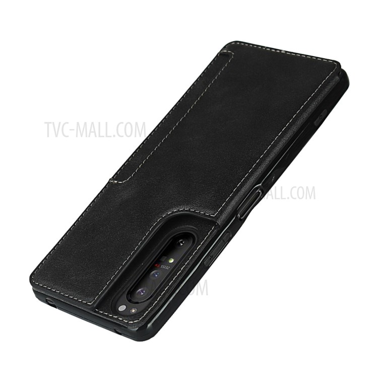 PU Leather Coated TPU Shell for Sony Xperia 1 II - Black-6