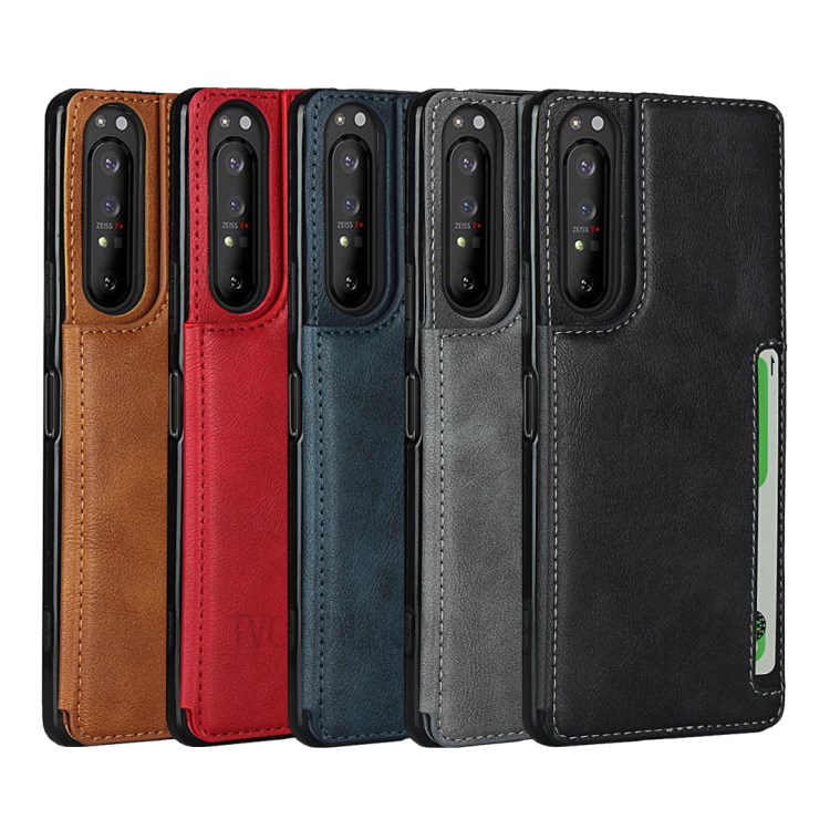 PU Leather Coated TPU Shell for Sony Xperia 1 II - Black-7