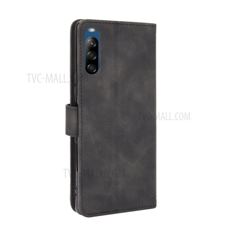 Skin-touch with Wallet Stand Leather Cell Phone Cover for Sony Xperia L4 - Black-6