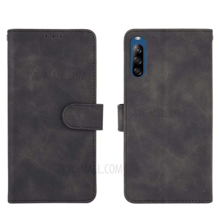 Skin-touch with Wallet Stand Leather Cell Phone Cover for Sony Xperia L4 - Black-7