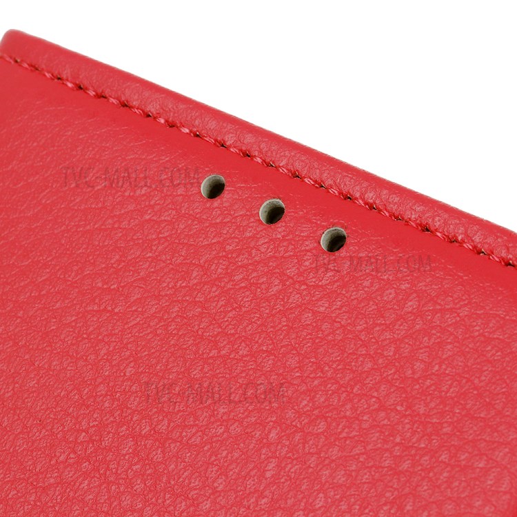 Litchi Textur Wallet Stand Leder Handy Stilvoller Fall Für Sony Xperia 5 II - Rot-5