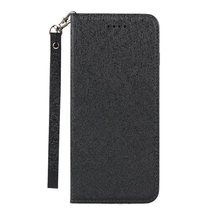 Silk Surface Leather with Strap Cover for Sony Xperia 10 II - Black-2