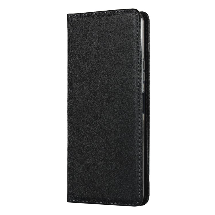 Silk Surface Leather with Strap Cover for Sony Xperia 10 II - Black-3