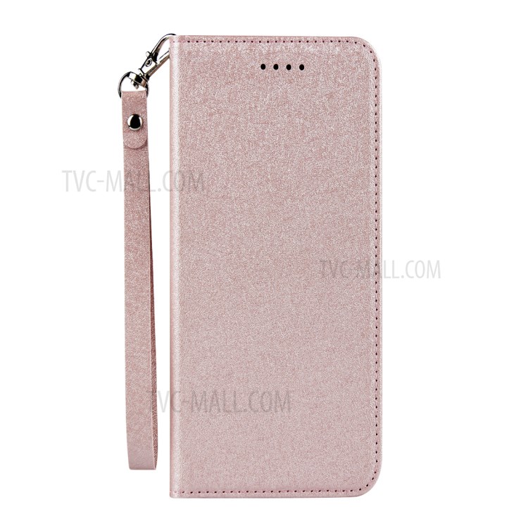 Silk Surface Leather with Strap Cover for Sony Xperia 10 II - Rose Gold-2