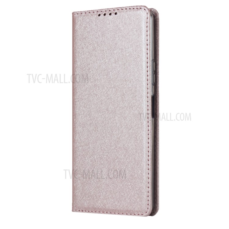 Silk Surface Leather with Strap Cover for Sony Xperia 10 II - Rose Gold-3