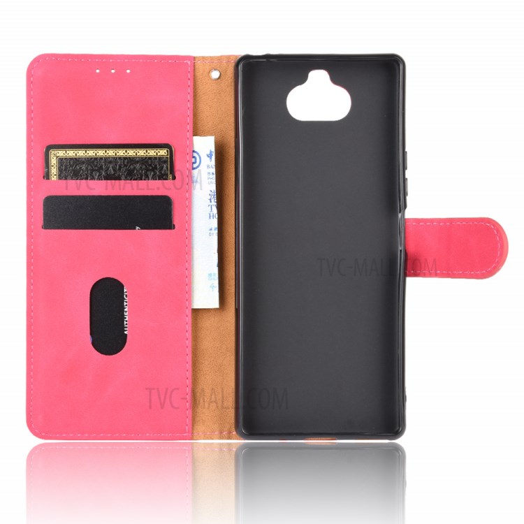 Skin-touch PU Leather Wallet Stand Phone Case for Sony Xperia 8 Lite - Rose-3