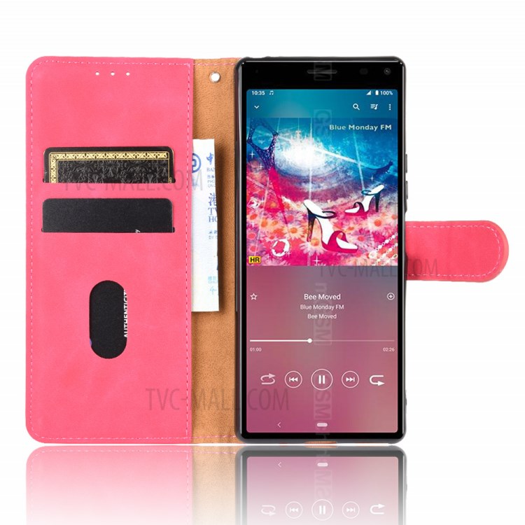 Skin-touch PU Leather Wallet Stand Phone Case for Sony Xperia 8 Lite - Rose-4