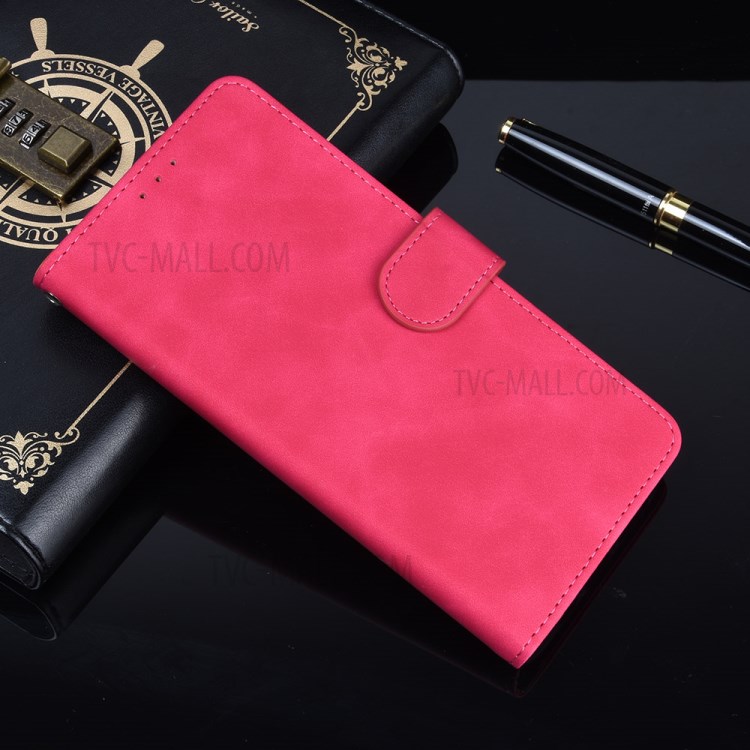 Skin-touch PU Leather Wallet Stand Phone Case for Sony Xperia 8 Lite - Rose-8