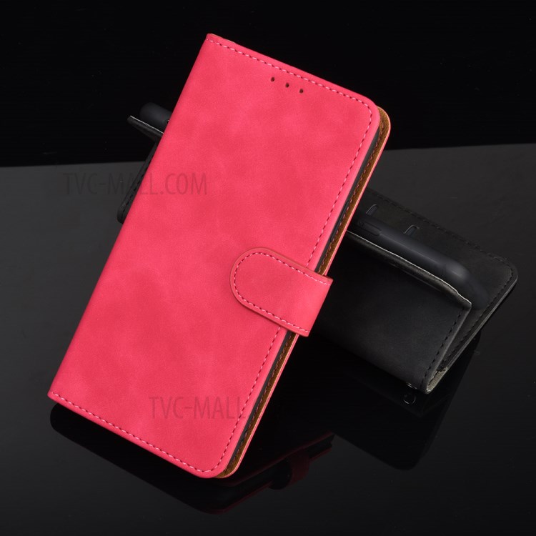 Skin-touch PU Leather Wallet Stand Phone Case for Sony Xperia 8 Lite - Rose-9