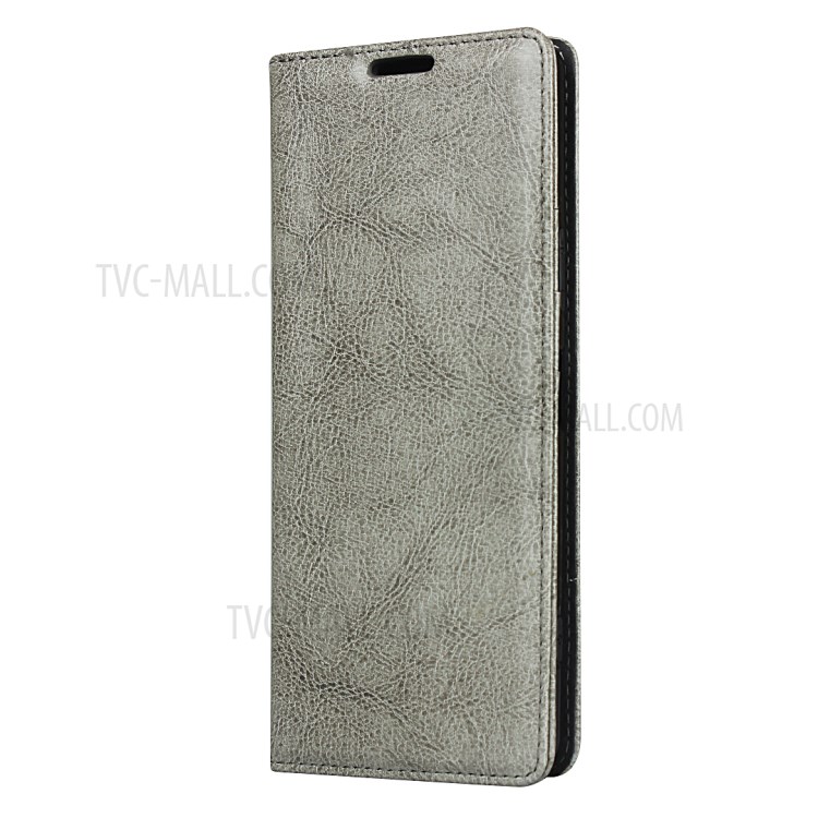 Crazy Horse Genuine Leather Stand Case with Card Slots for Sony Xperia 1 II - Grey-2