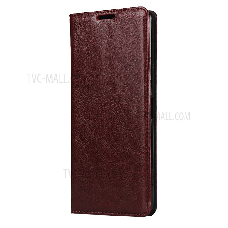 Crazy Horse Genuine Leather Stand Case with Card Slots for Sony Xperia 1 II - Red-2