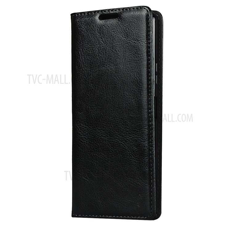 Crazy Horse Genuine Leather Wallet Cover for Sony Xperia 10 II - Black-2