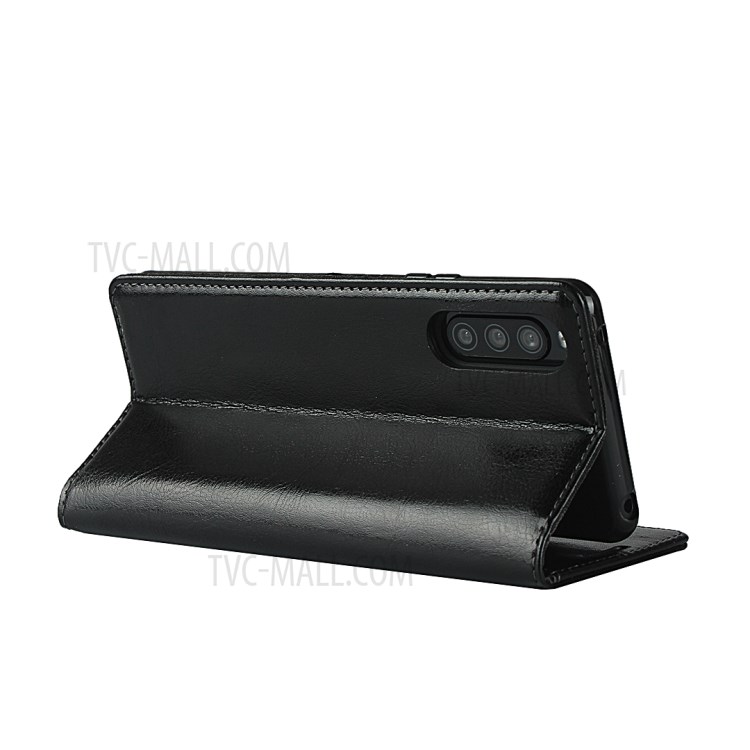 Crazy Horse Genuine Leather Wallet Cover for Sony Xperia 10 II - Black-5