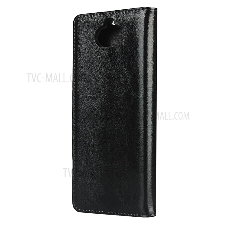 Crazy Horse Genuine Leather Wallet Stand Case Cover for Sony Xperia 20 - Black-3