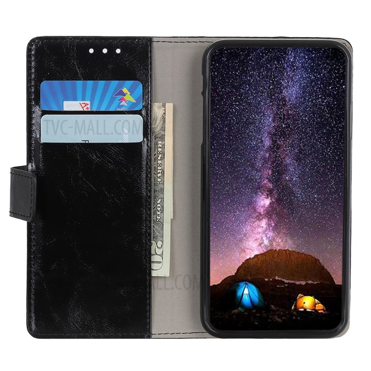 Crazy Horse Skin Leather Shell with Wallet Case for Sony Xperia 5 II - Black-3