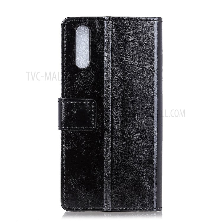 Crazy Horse Skin Leather Shell with Wallet Case for Sony Xperia 5 II - Black-7