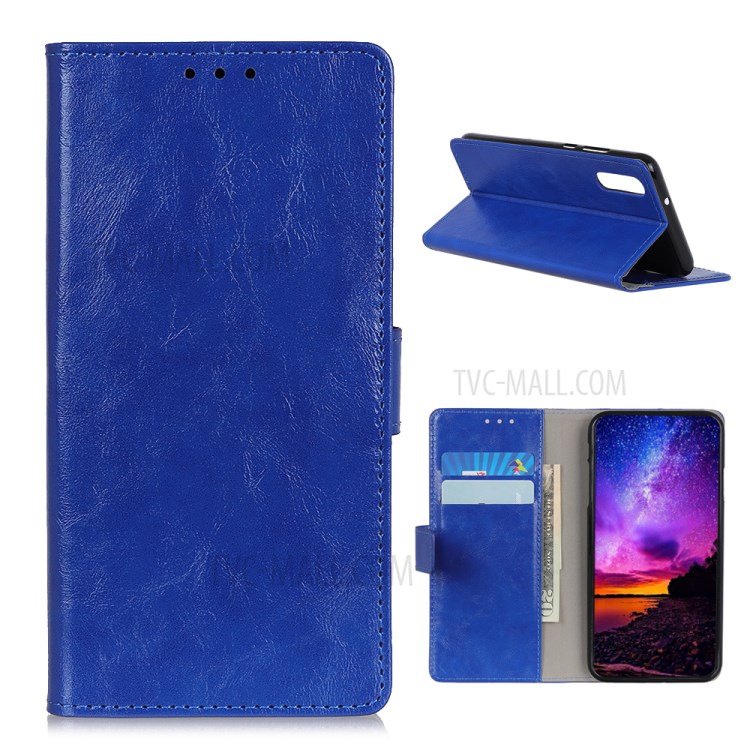 Crazy Horse Skin Leather Shell with Wallet Case for Sony Xperia 5 II - Blue-1