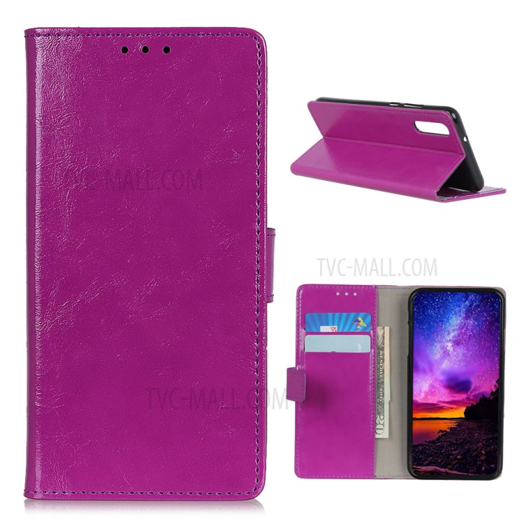 Crazy Horse Skin Leather Shell with Wallet Case for Sony Xperia 5 II - Purple-1