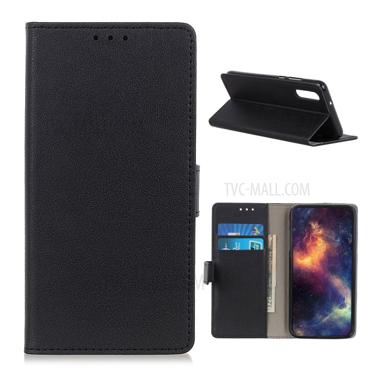 Wallet Stand PU Leather Flip Phone Cover for Sony Xperia 5 II - Black-1