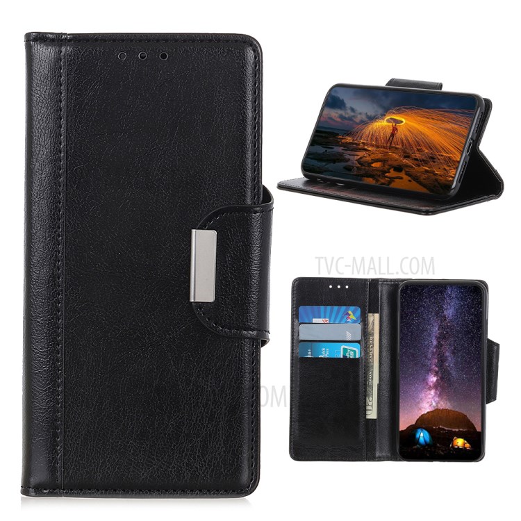PU Leather Wallet Stand Phone Shell for Sony Xperia 5 II - Black-1