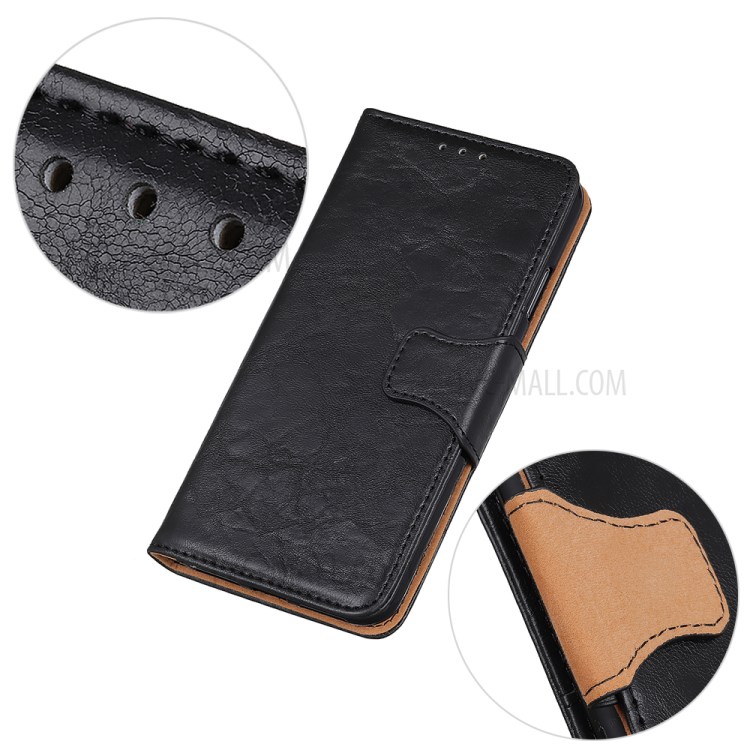 Crazy Horse Split Leather Case with Stand Wallet for Sony Xperia 5 II - Black-8