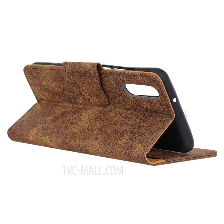 Retro Style Split Leather Wallet Phone Case for Sony Xperia 5 II - Coffee-4