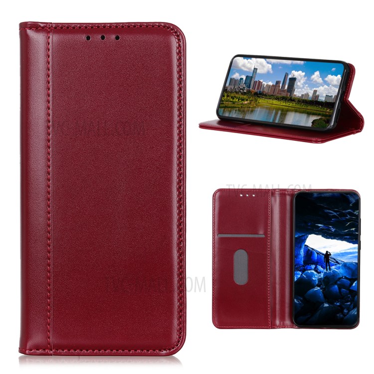 Auto-absorbed Split Leather with Wallet Case for Sony Xperia 5 II - Red-1