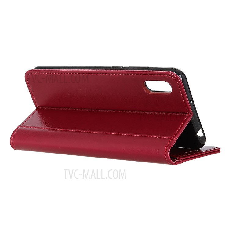 Auto-absorbed Split Leather with Wallet Case for Sony Xperia 5 II - Red-4