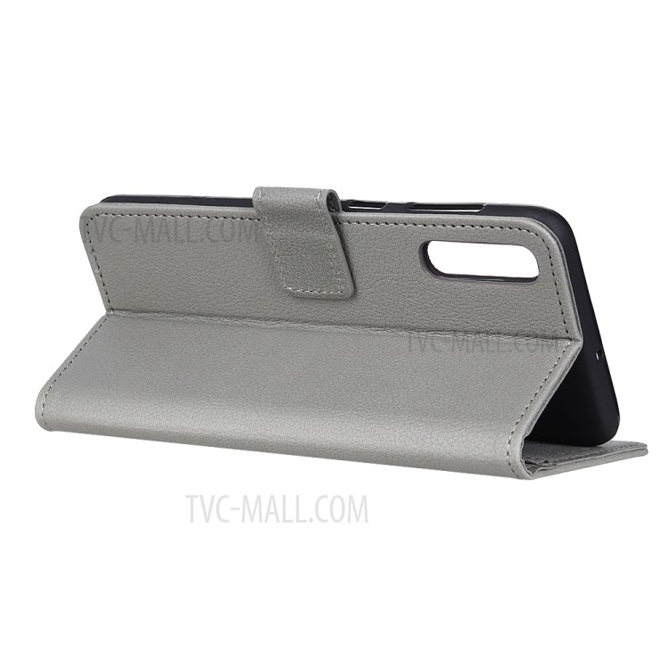 Litchi Texture Wallet Stand Leather Cell Phone Case for Sony Xperia 5 II - Grey-4