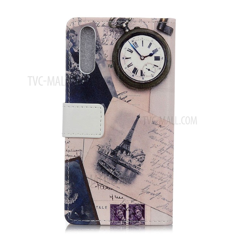 Protective Case with Wallet Leather Stand Cover for Sony Xperia 5 II - Eiffel Tower and Letters-3