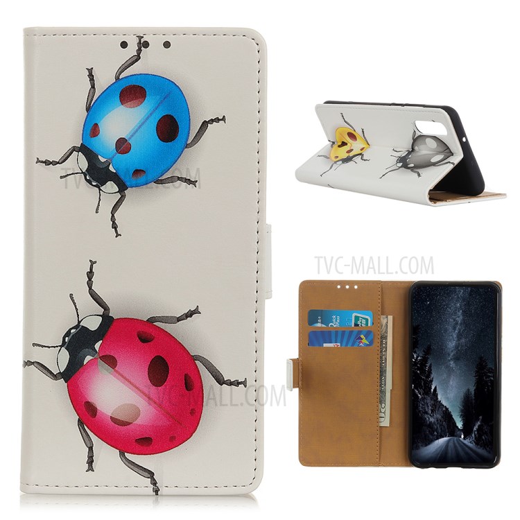 Protective Case with Wallet Leather Stand Cover for Sony Xperia 5 II - Ladybugs-1