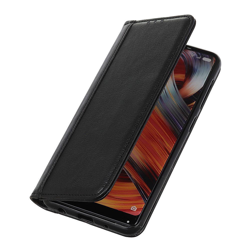 Litchi Skin Case de Teléfonos Celulares de Cuero Dividido Autoabsorbido Para Sony Xperia 5 II - Negro