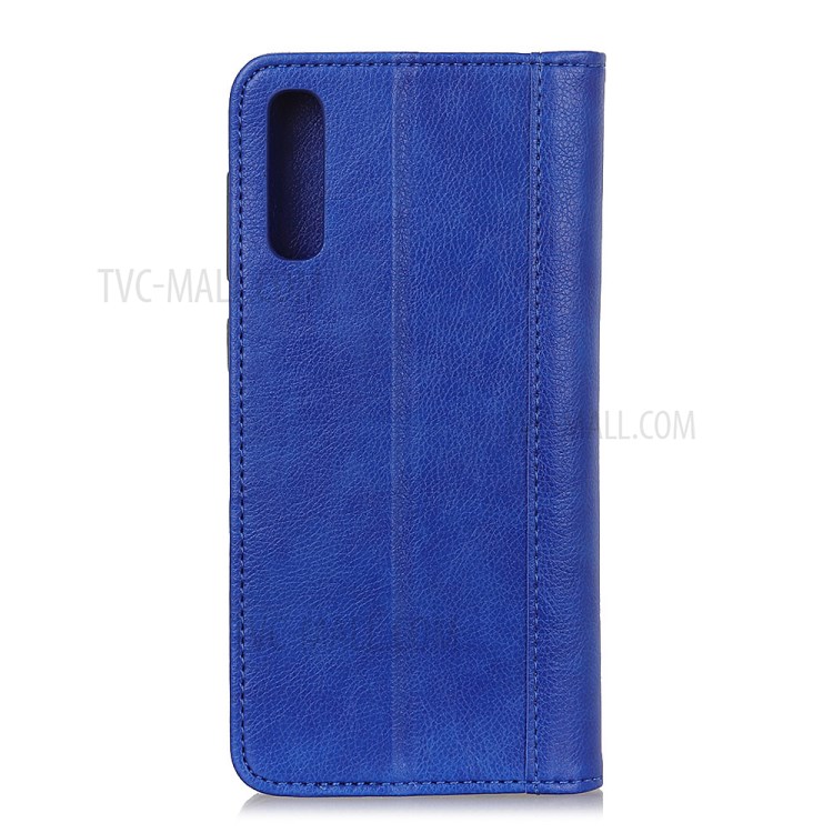 Litchi Skin Auto-absorbed Split Leather Cell Phone Case for Sony Xperia 5 II - Blue-3
