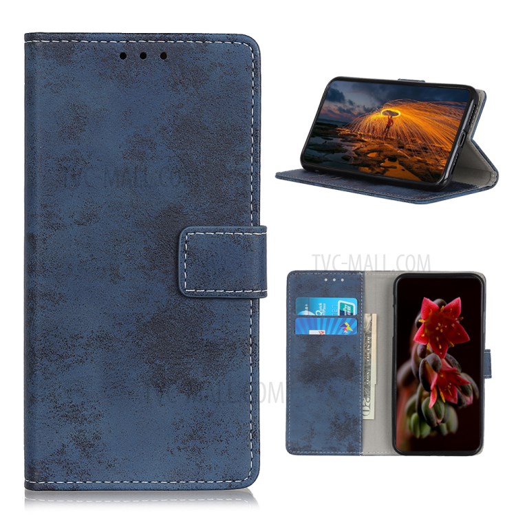 Retro Style Leather Wallet with Stand Phone Cover for Sony Xperia 5 II - Blue-1