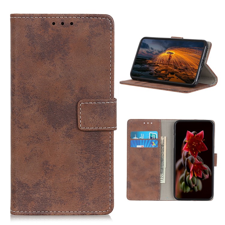 Retro Style Leather Wallet with Stand Phone Cover for Sony Xperia 5 II - Brown-1