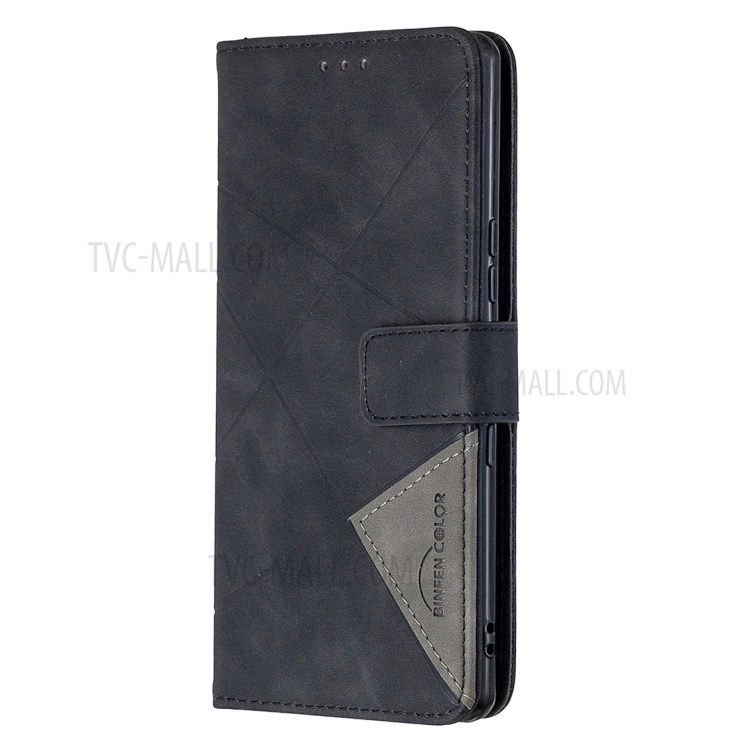 BF05 Geometric Texture Leather Shell Wallet Stand Case for Sony Xperia L4 - Black-2