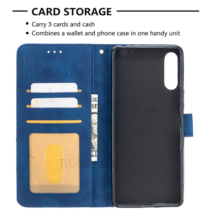 BF05 Geometric Texture Leather Shell Wallet Stand Case for Sony Xperia L4 - Blue-4