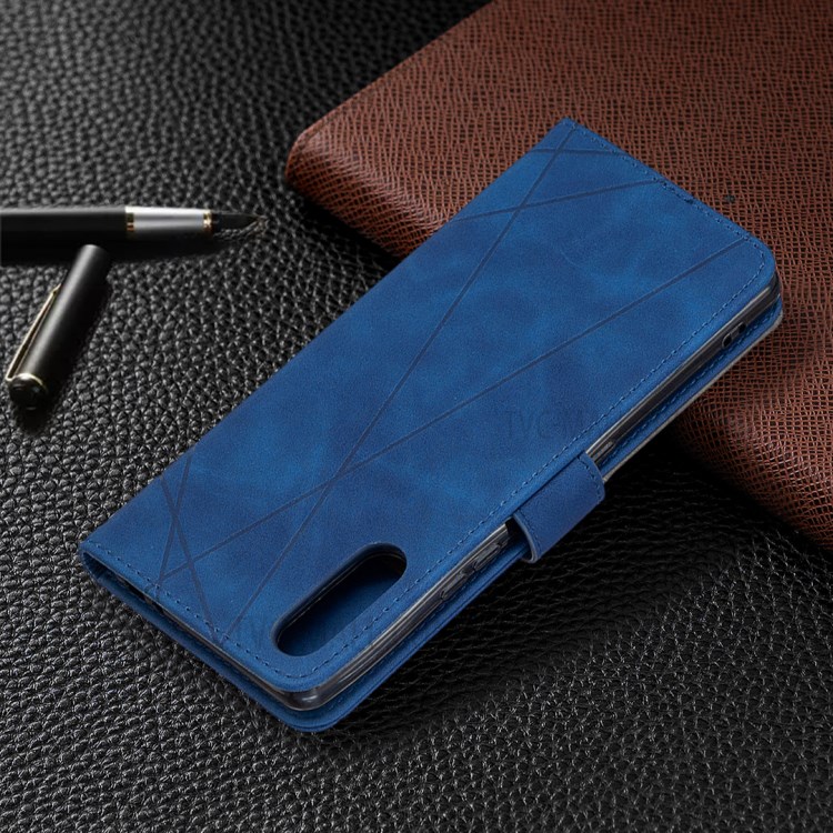 BF05 Geometric Texture Leather Shell Wallet Stand Case for Sony Xperia L4 - Blue-5