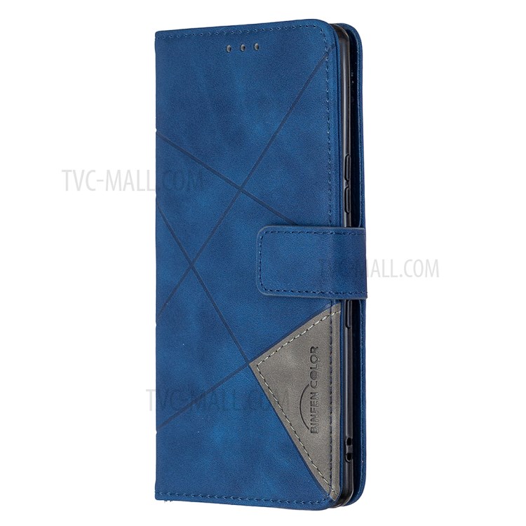 BF05 Geometric Texture Leather Shell Wallet Stand Case for Sony Xperia L4 - Blue-6