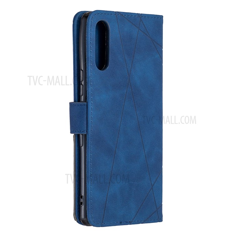 BF05 Geometric Texture Leather Shell Wallet Stand Case for Sony Xperia L4 - Blue-7
