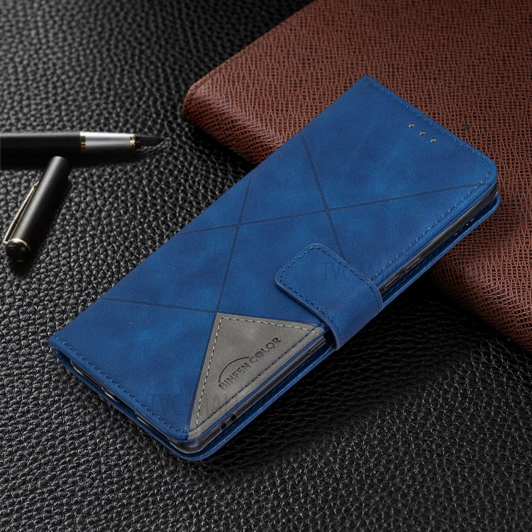 BF05 Geometric Texture Leather Shell Wallet Stand Case for Sony Xperia L4 - Blue-8