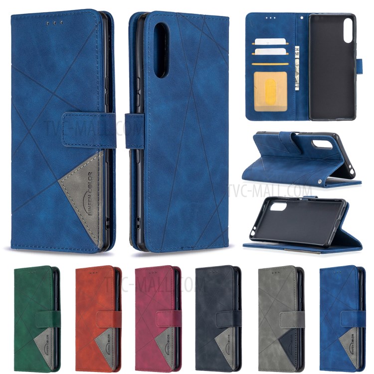 BF05 Geometric Texture Leather Shell Wallet Stand Case for Sony Xperia L4 - Blue-9