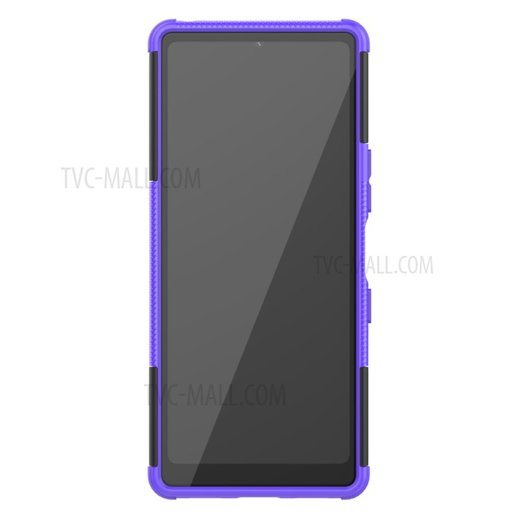 Cool Tyre Protection PC + TPU Hybrid Shell with Kickstand Cover for Sony Xperia L4 - Purple-4