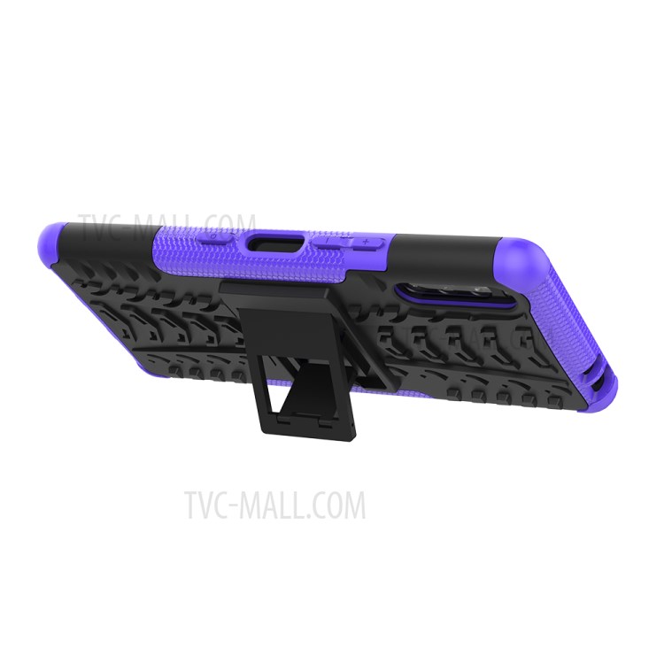 Cool Tyre Protection PC + TPU Hybrid Shell with Kickstand Cover for Sony Xperia L4 - Purple-6